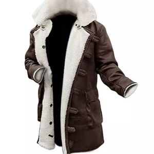 Men's Brown Shearling Military Coat